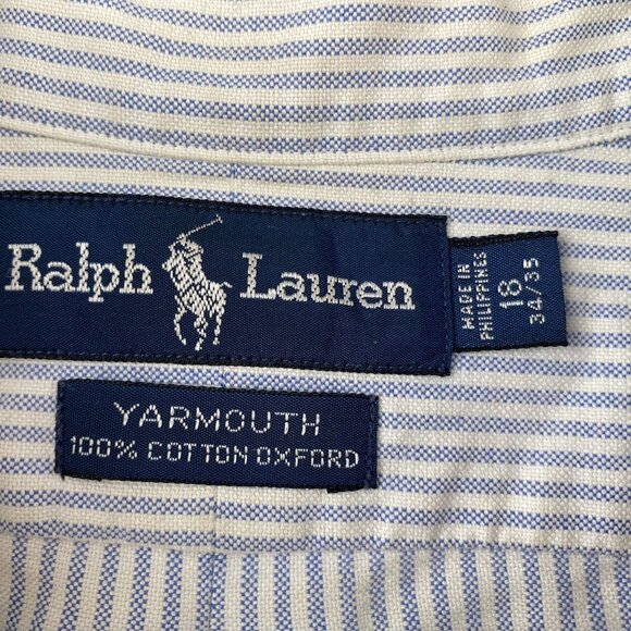 Polo Ralph Lauren Men's Dress Shirt 18 34/35 Yarmouth With Flesh Pony Pinstriped - Picture 3 of 12